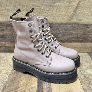 Dr Martens Jadon Boot Pisa Leather Platforms Taupe US 9